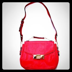NWT Ann Taylor red leather shoulder bag
